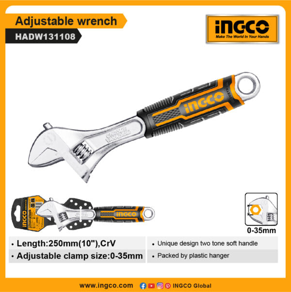 INGCO Adjustable Wrench 10" - HADW131108