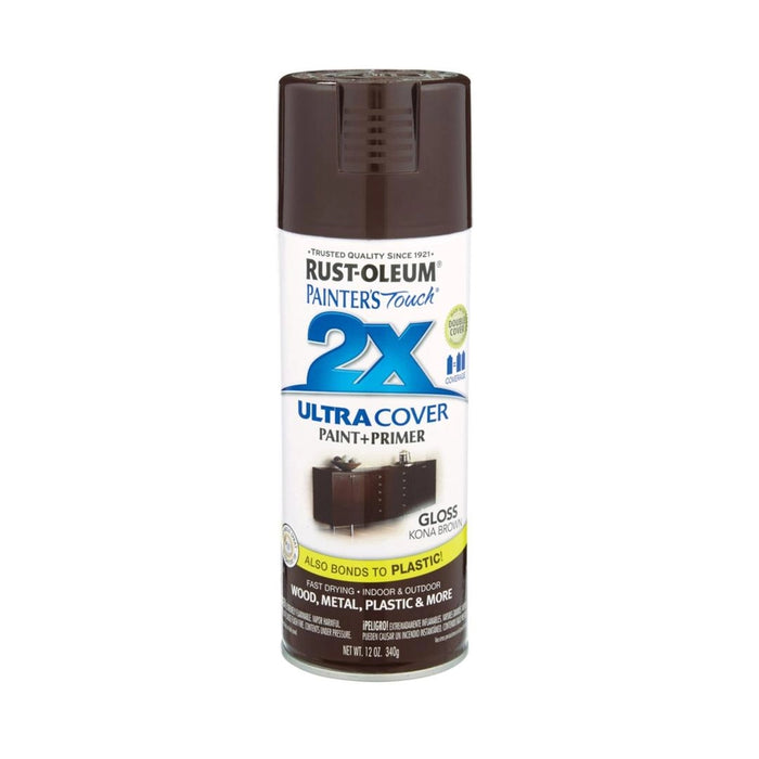 طلاء Rust-Oleum Painter's Touch 2X Ultra Cover + برايمر (340 جم، بني لامع)