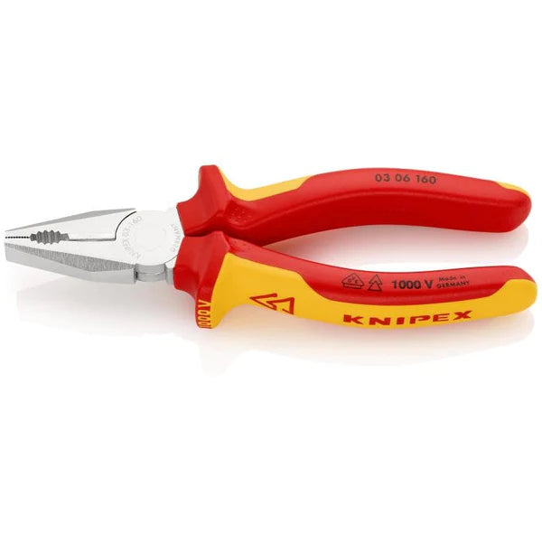 Knipex VDE Combination Pliers Multi-Component Handle Chrome Plated 180mm