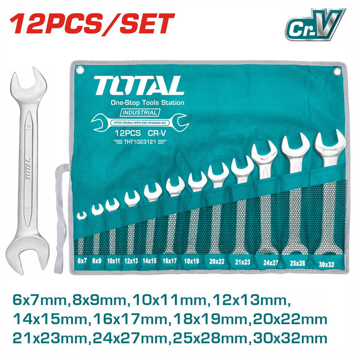 Total 12Pcs Double Open Spanner Set - THT1023121
