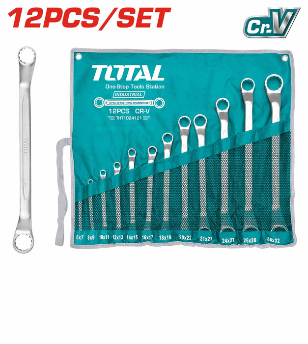 Total 12Pcs Offset Ring Spanner Set - THT1024121