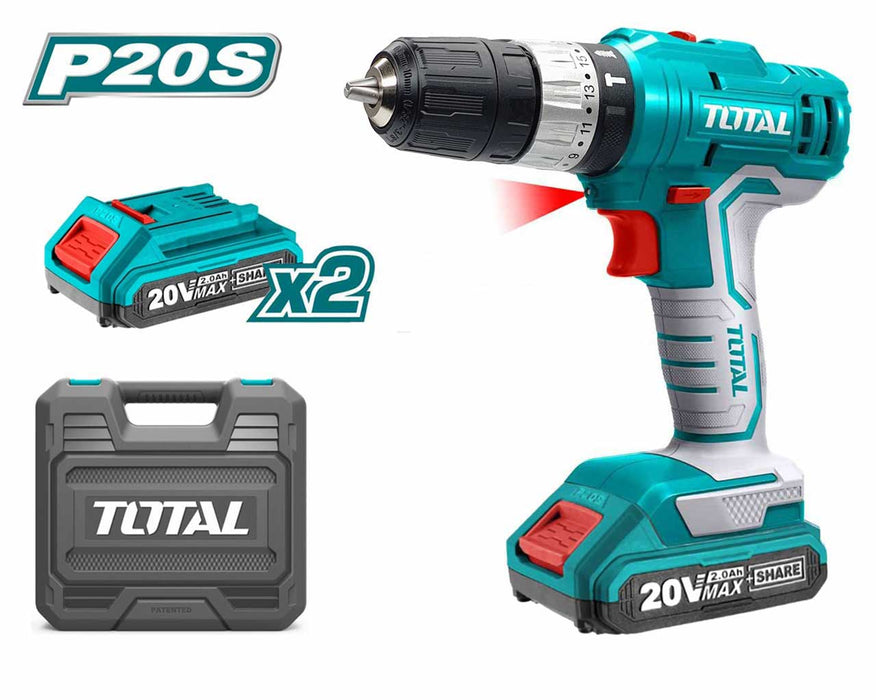 Total 20V Cordless Drill TIDLI20012 Full Kit