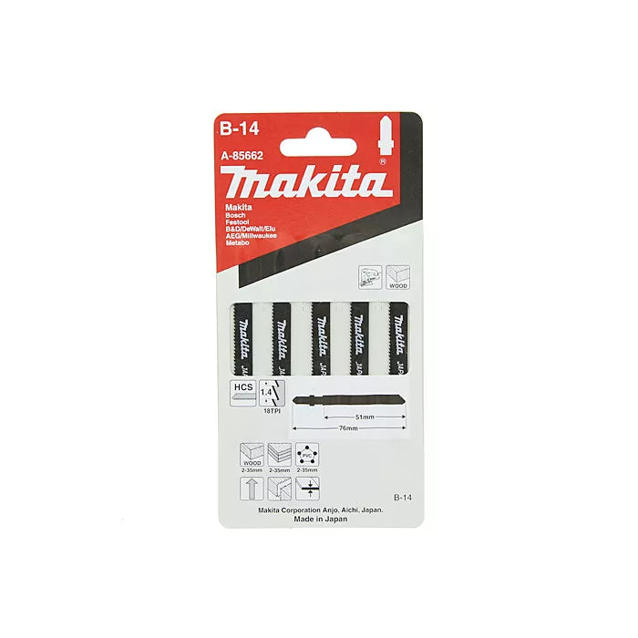 Makita Jigsaw Blades 5pcs 76mm B14, A-85662