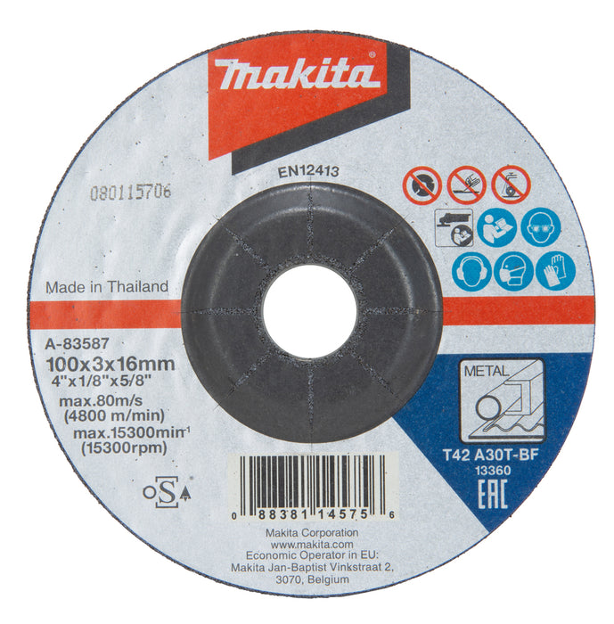 Makita Metal Cutting Disk 4" 100x3x16mm A-83587