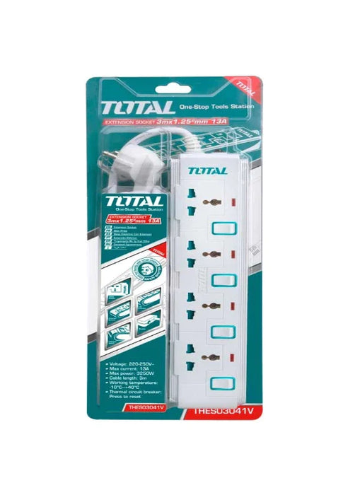 Total Extension Cable Socket 4 Switch - THES0304V